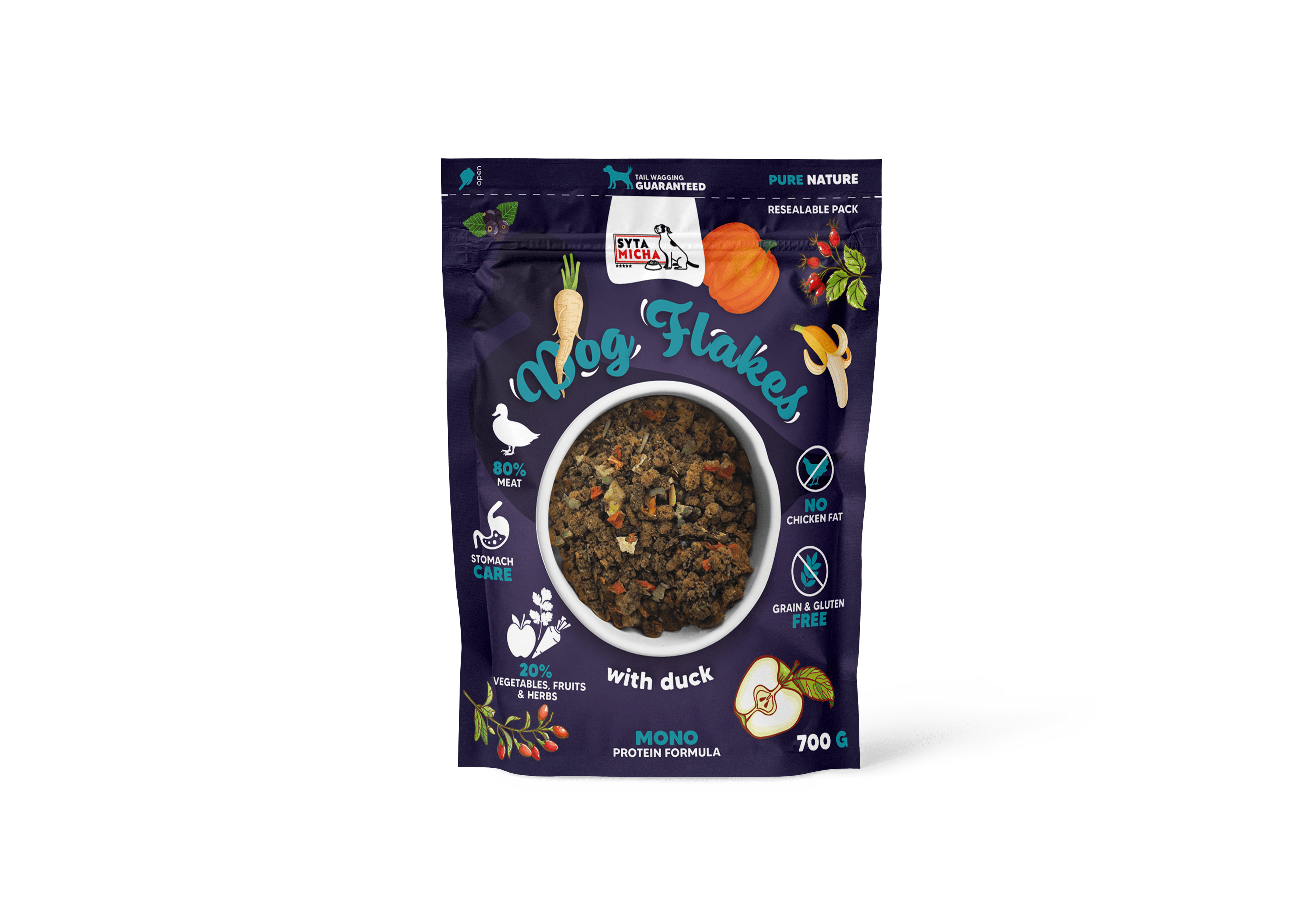 Syta Micha Dog flakes Szárított kutyaeledel – Kacsa, 700g