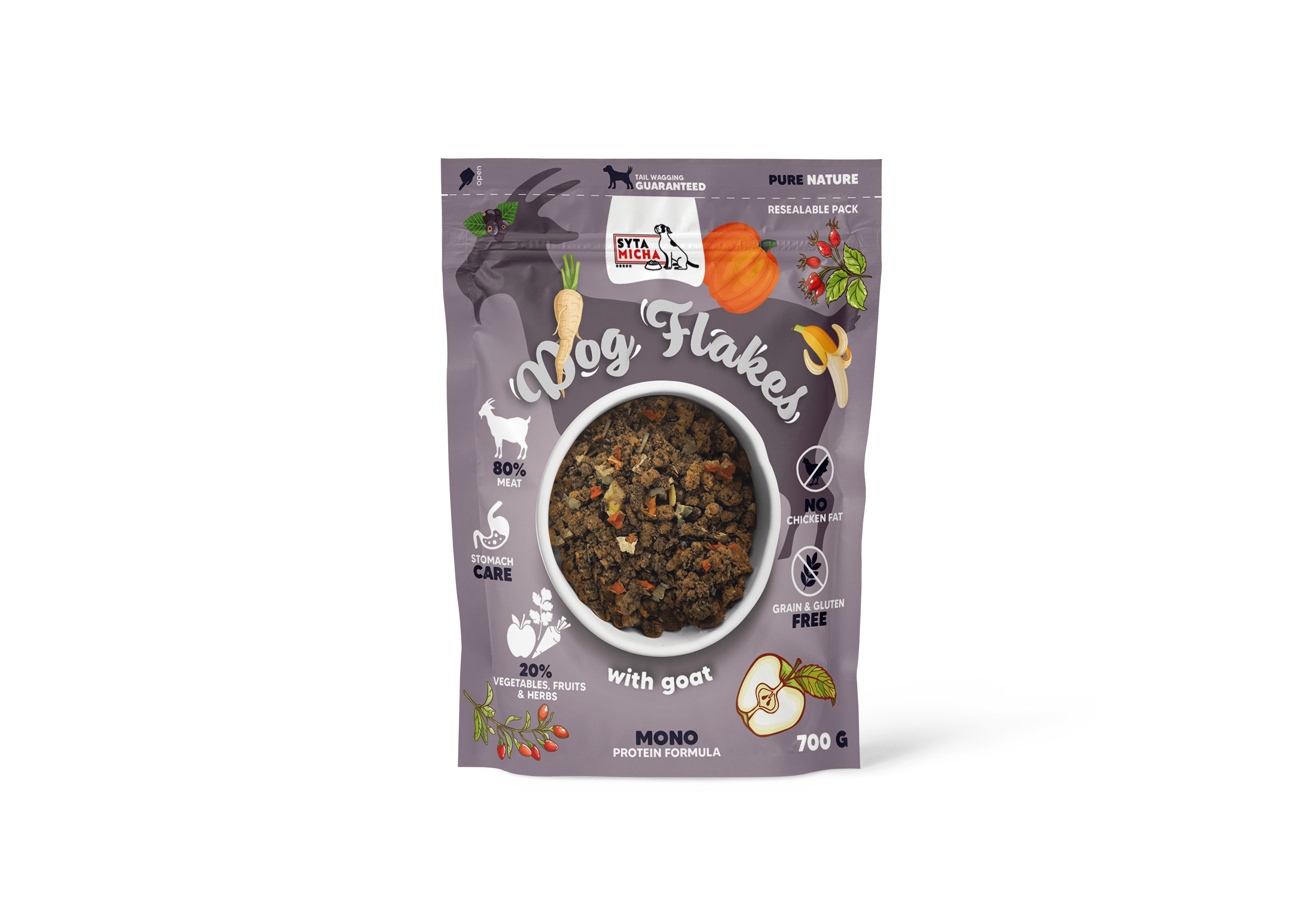 Syta Micha Dog flakes Szárított kutyaeledel – Kecske, 50g