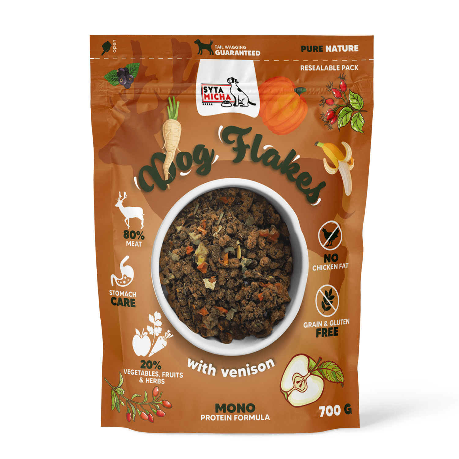 Syta Micha Dog flakes suszona karma dla psa Dziczyzna 700g