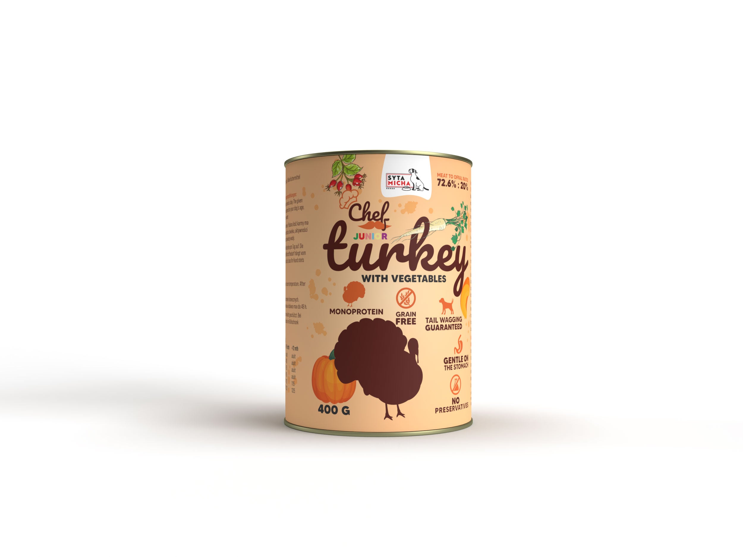 Mokra karma per cani Indyk con verdure JUNIOR 400g