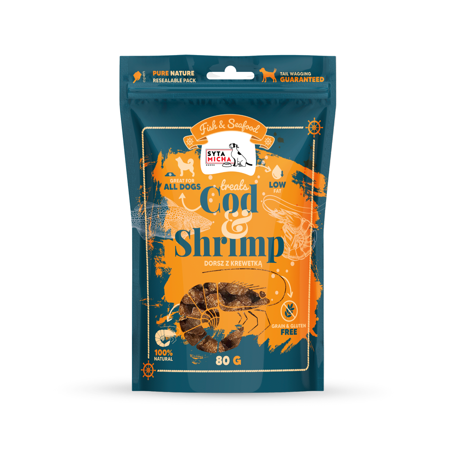 Syta Micha Fish & Seafood Rákos jutalomfalatok kutyáknak, 80g