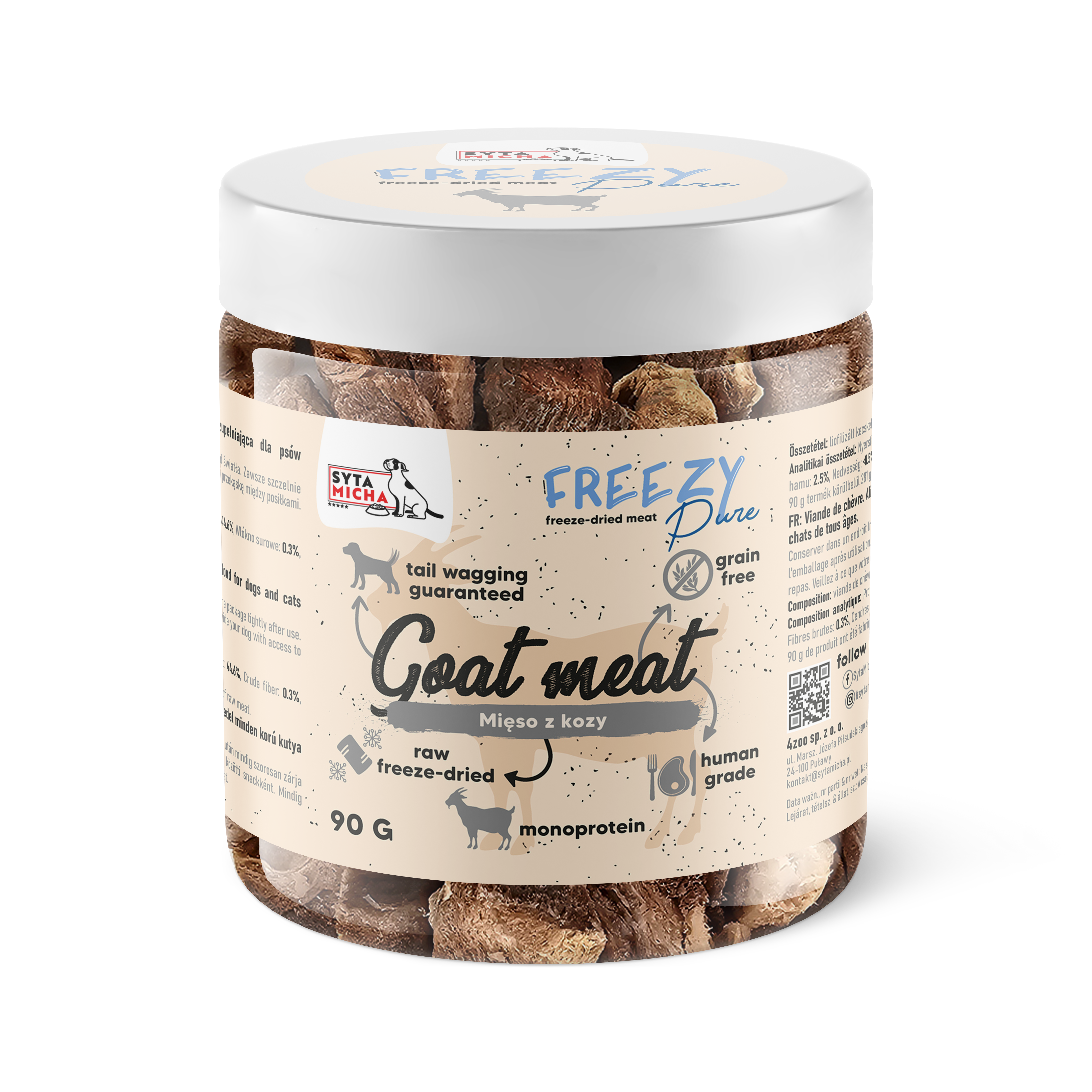100% carne liofilizzata di capra per cani 90g FREEZY Pure