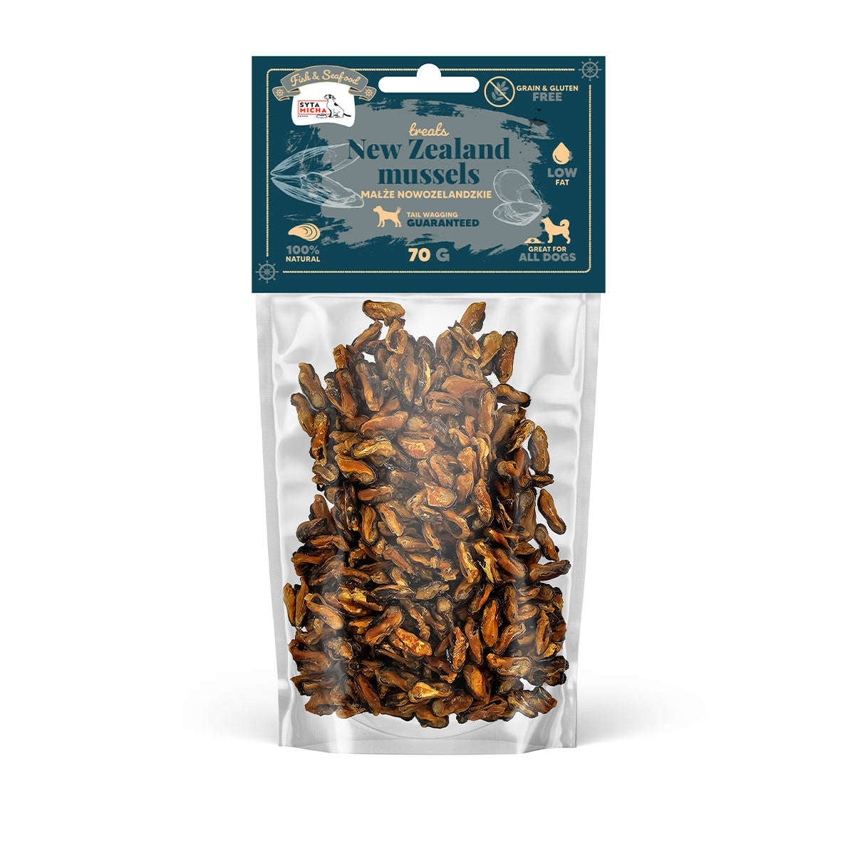 Syta Micha Fish & Seafood Jutalomfalatok 100% új-zélandi kagyló kutyáknak 80g