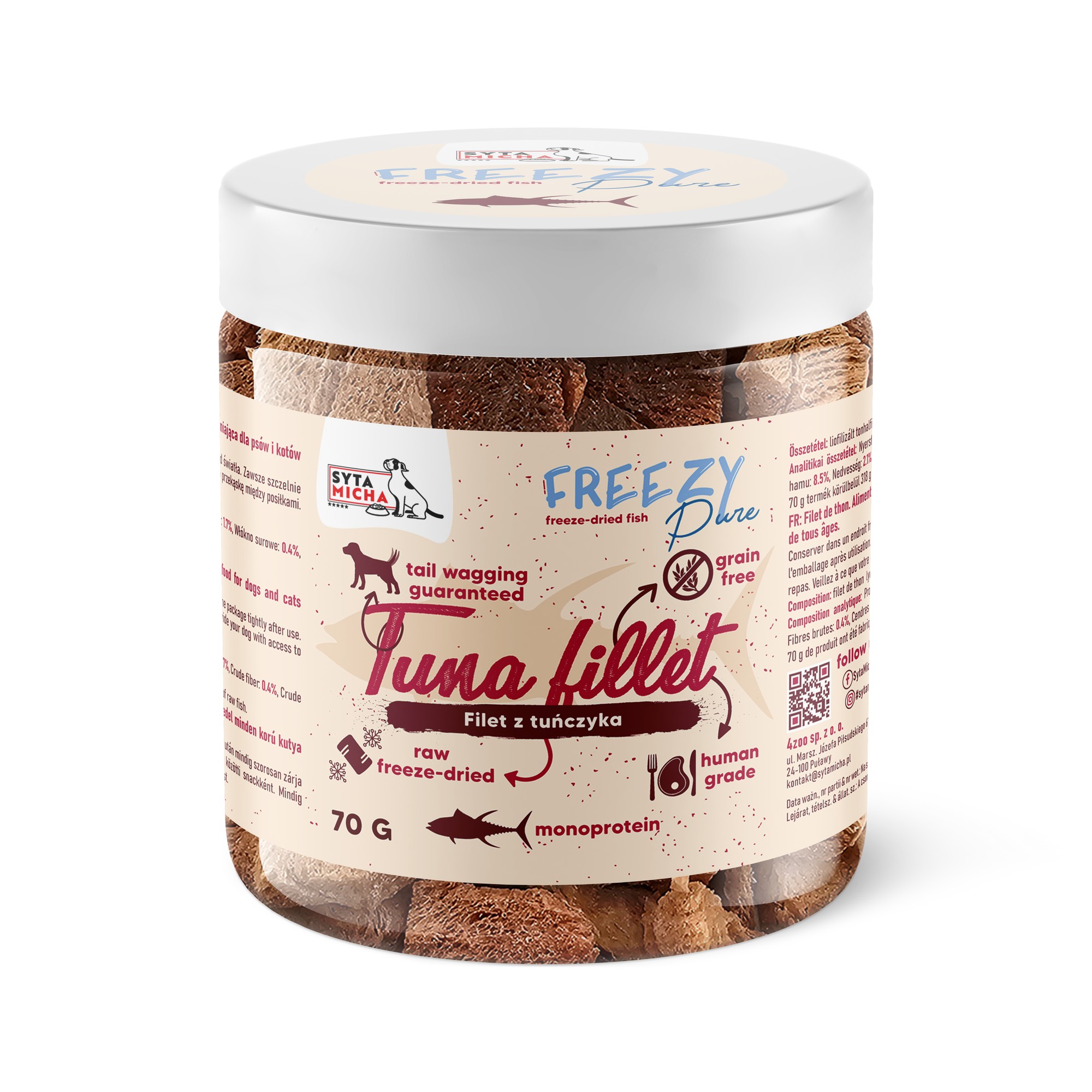 100% filetto di tonno liofilizzato per cani 70g FREEZY Pure