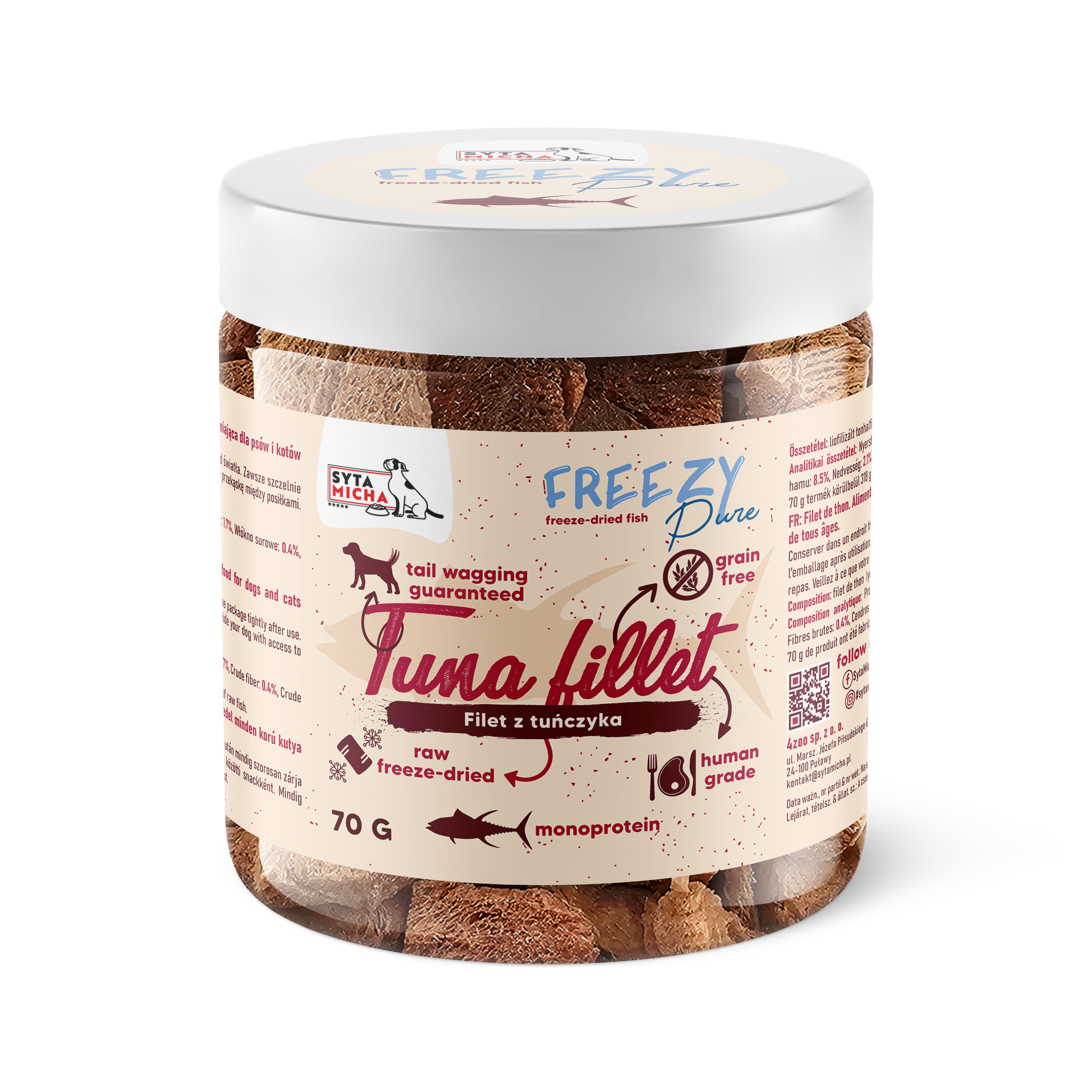 100% filetto di tonno liofilizzato per cani 70g FREEZY Pure