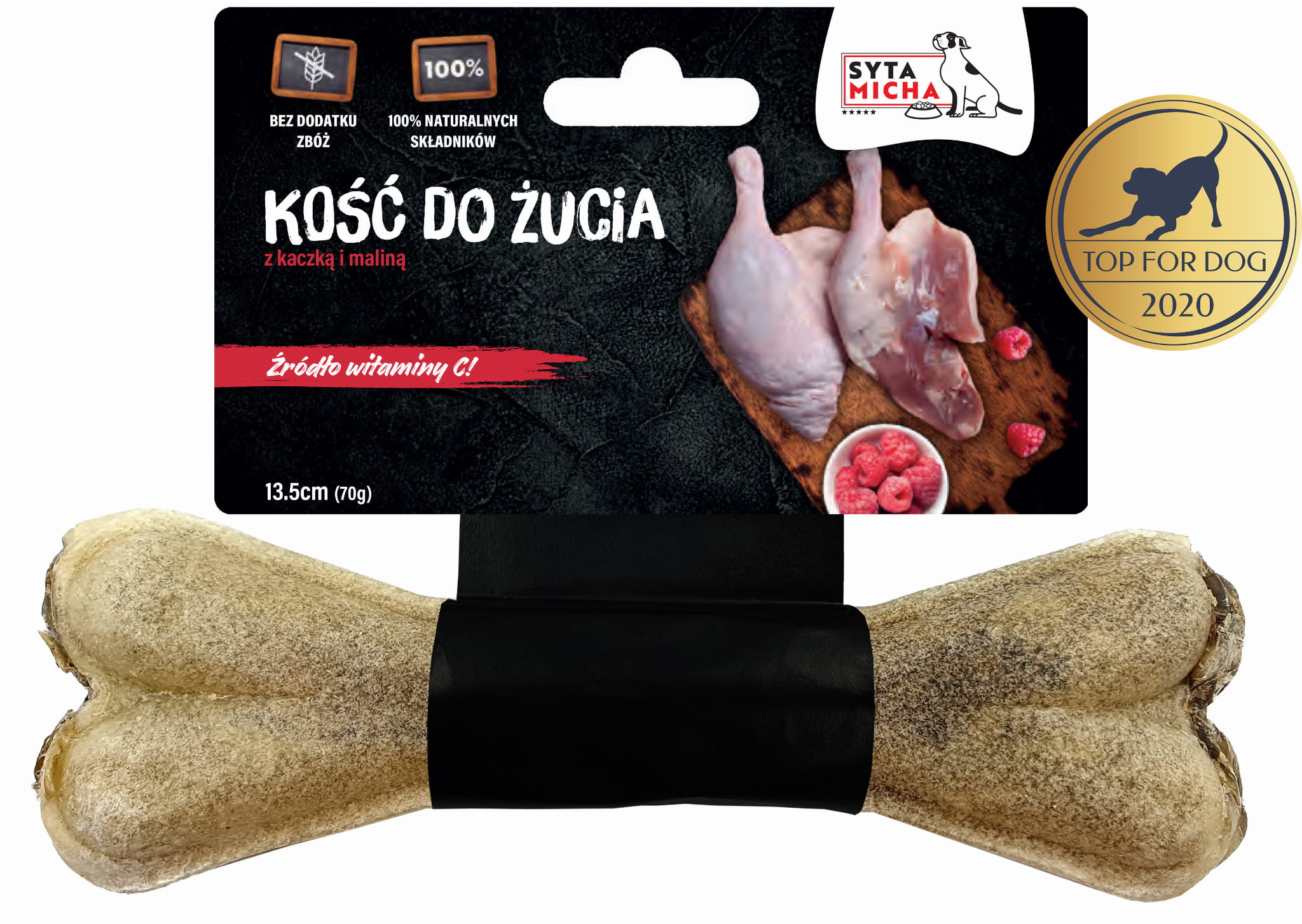 Osso da masticare per cani con anatra e lamponi 13,5 cm