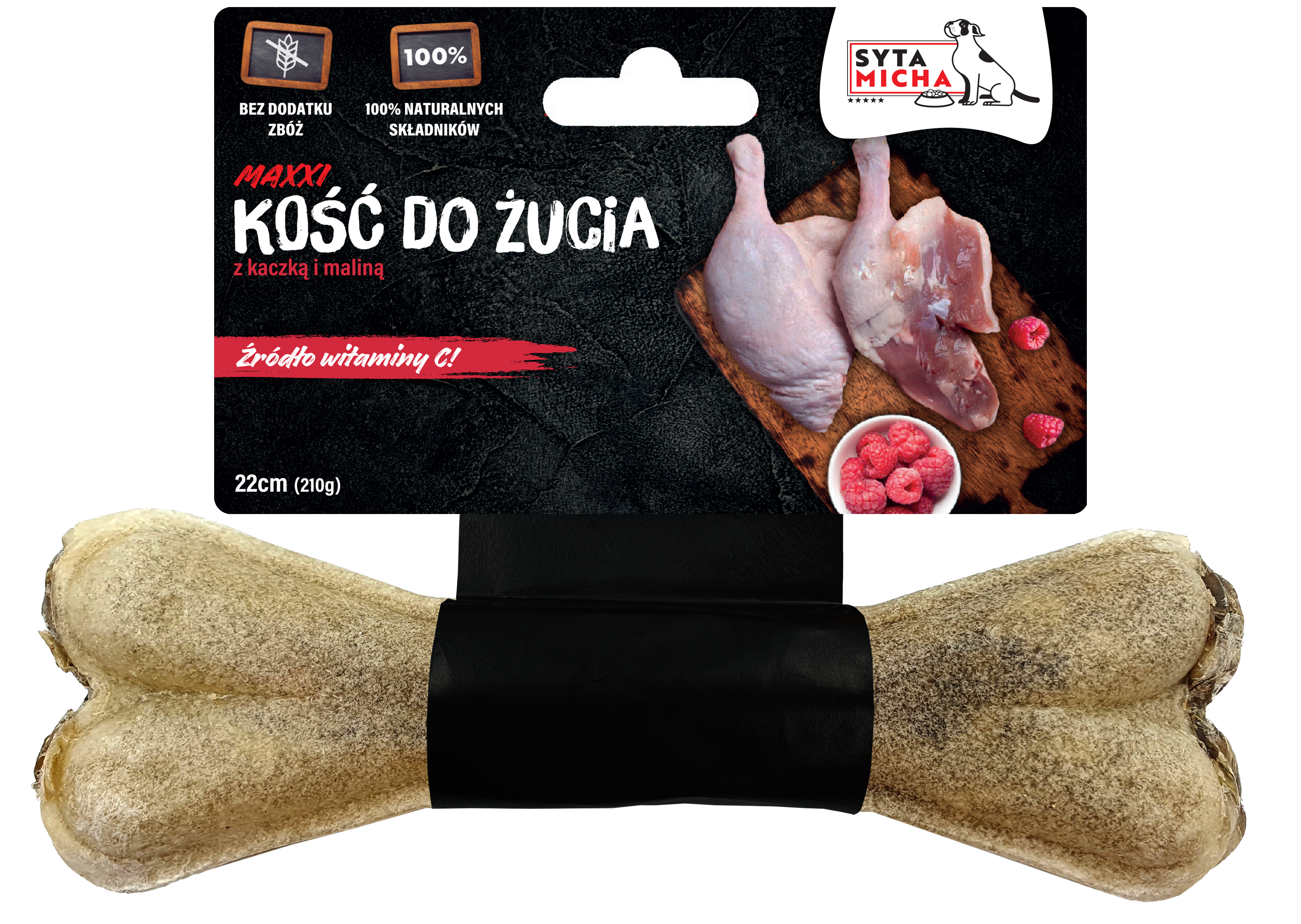 Osso da masticare per cani con anatra e lamponi 22cm MAXXI