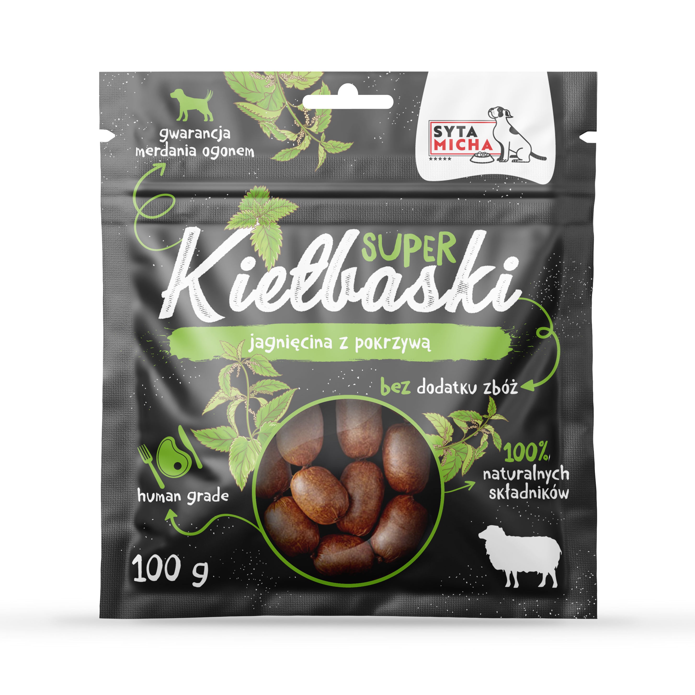 Szuper kolbász kutyáknak bárányhússal és csalánnal 100g