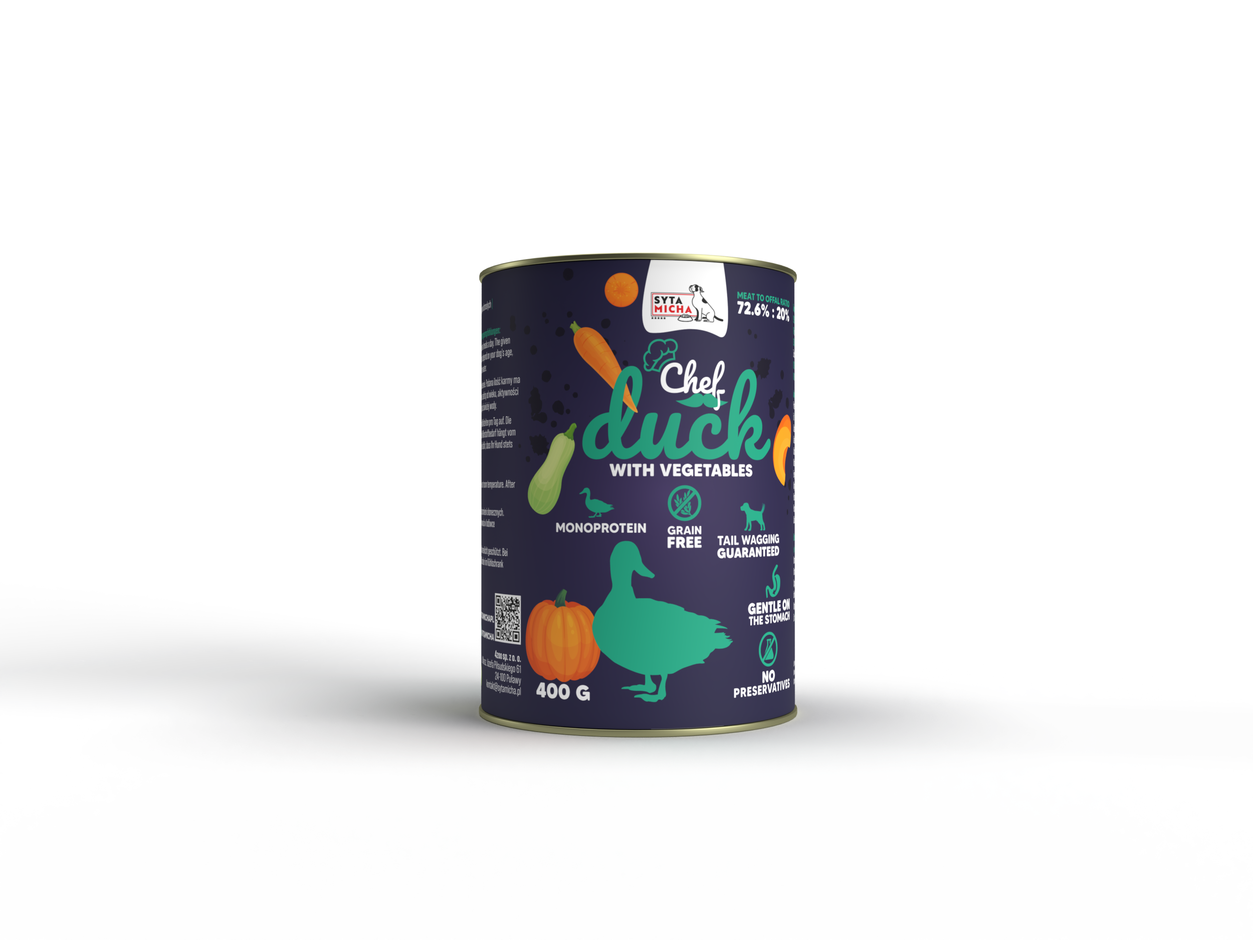 Mokra karma per cani Kaczka con verdure 400g