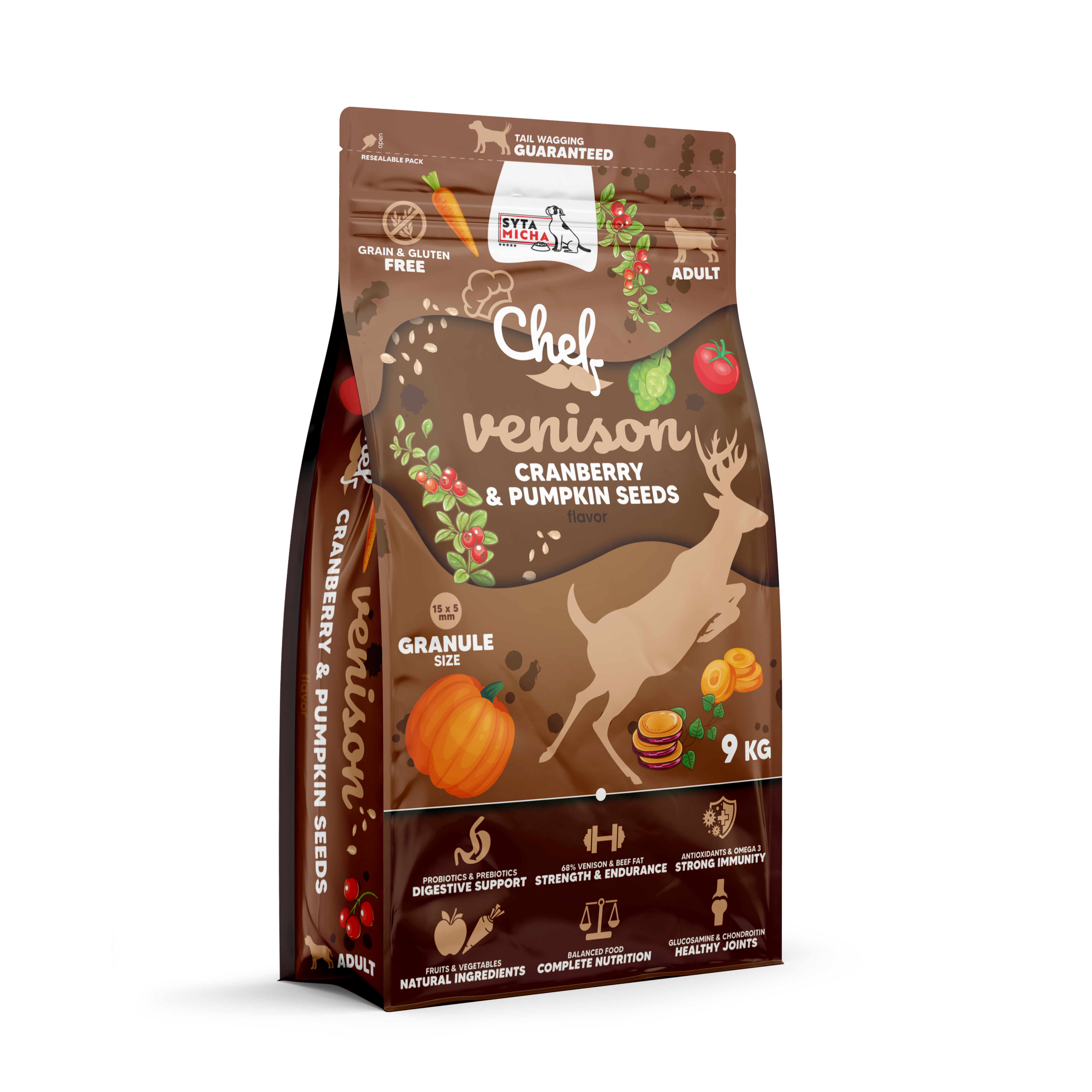 Cibo secco per cani Selvaggina, mirtilli rossi e semi di zucca 9kg