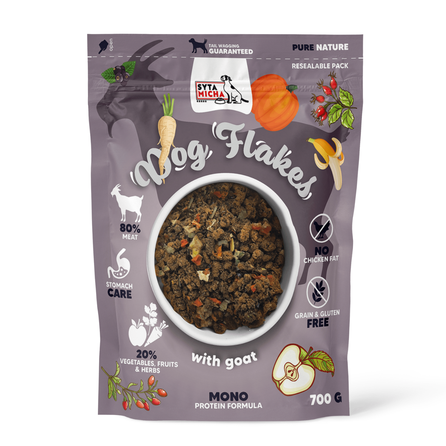 Syta Micha Dog flakes Szárított kutyaeledel – Kecske, 50g