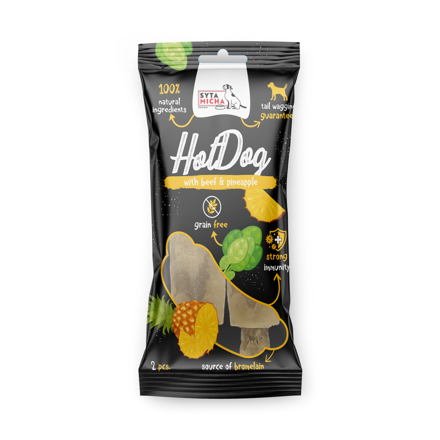 Hot Dog da masticare per cani - manzo con ananas 2 pz.