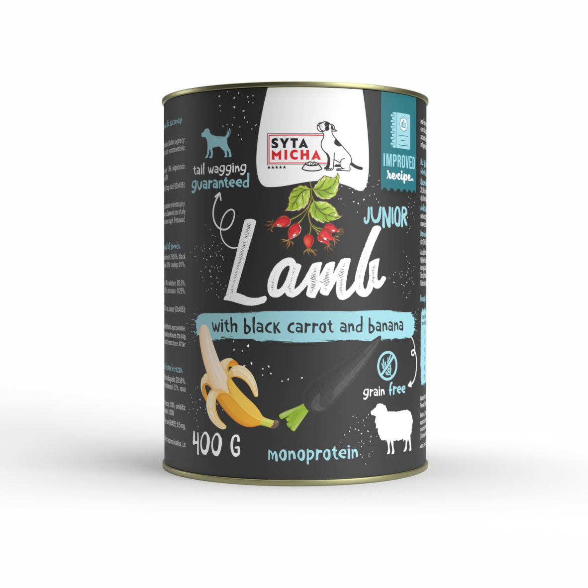 Nedves kölyökkutya eledel bárányhússal, fekete répával és banánnal 400g