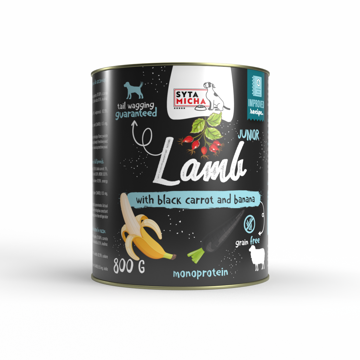 Syta Micha Karma mokra dla szczeniąt jagnięcina z czarną marchwią i bananem 800g