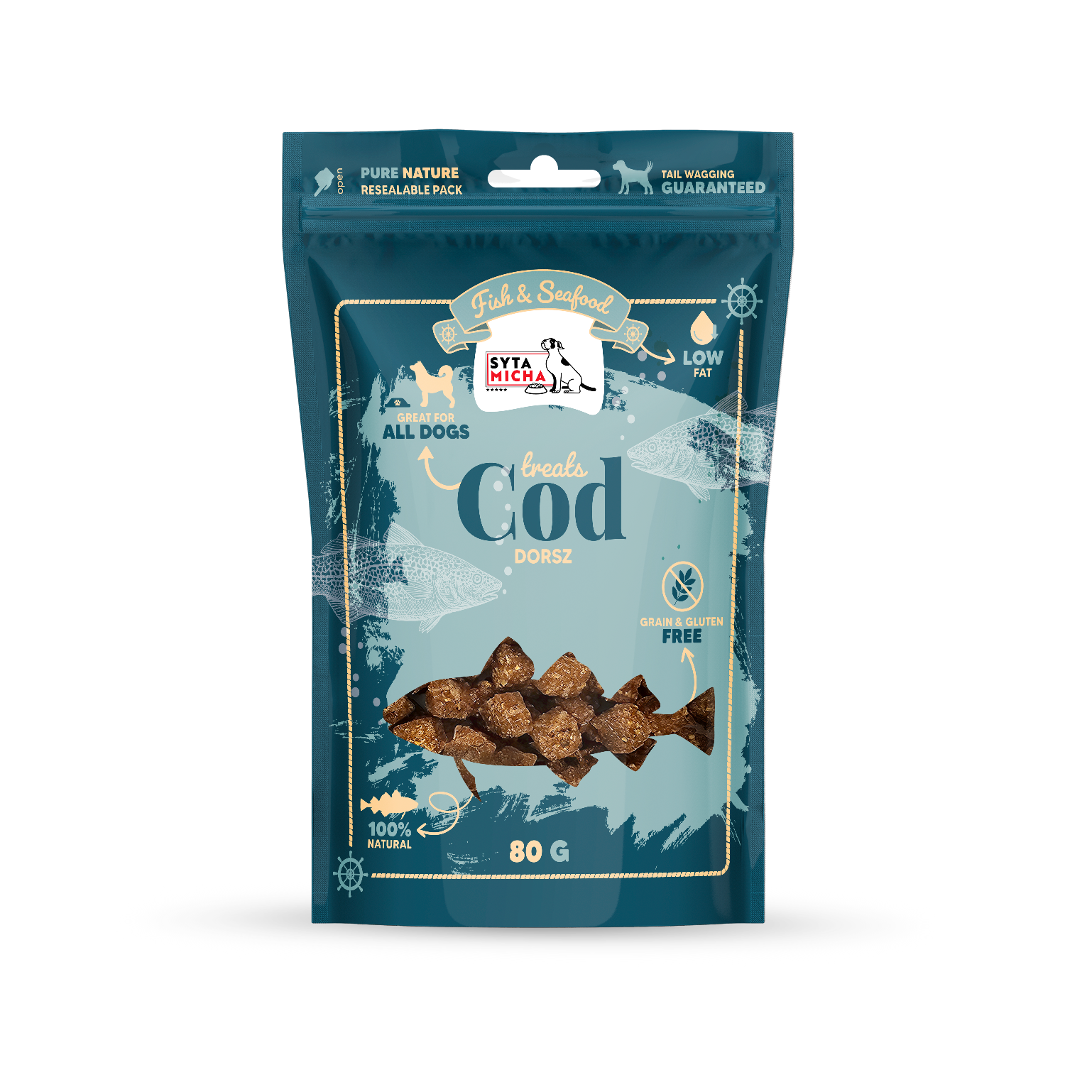 Syta Micha Fish & Seafood Przysmaki z dorszem dla psa 80g