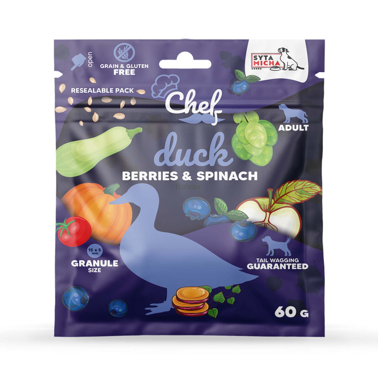 MINTA Száraz kutyaeledel Kacsa, áfonya és spenót 60g