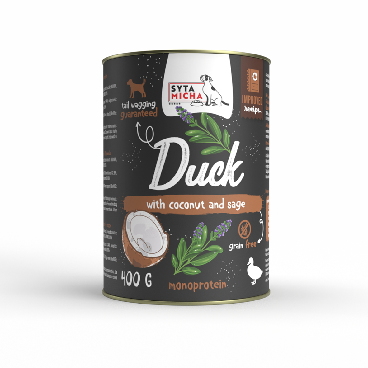 Kutyatáp kacsa kókusz és zsálya ízesítéssel 400g