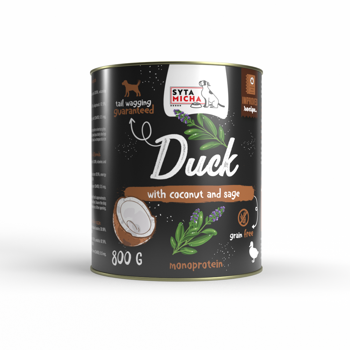 Kacsa kókusz és zsálya ízesítésű nedves kutyaeledel 800g