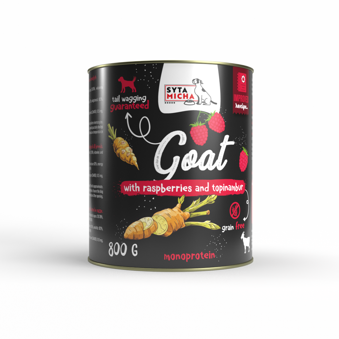 Nedves kutyaeledel kecskehússal, málnával és csicsókával 800g