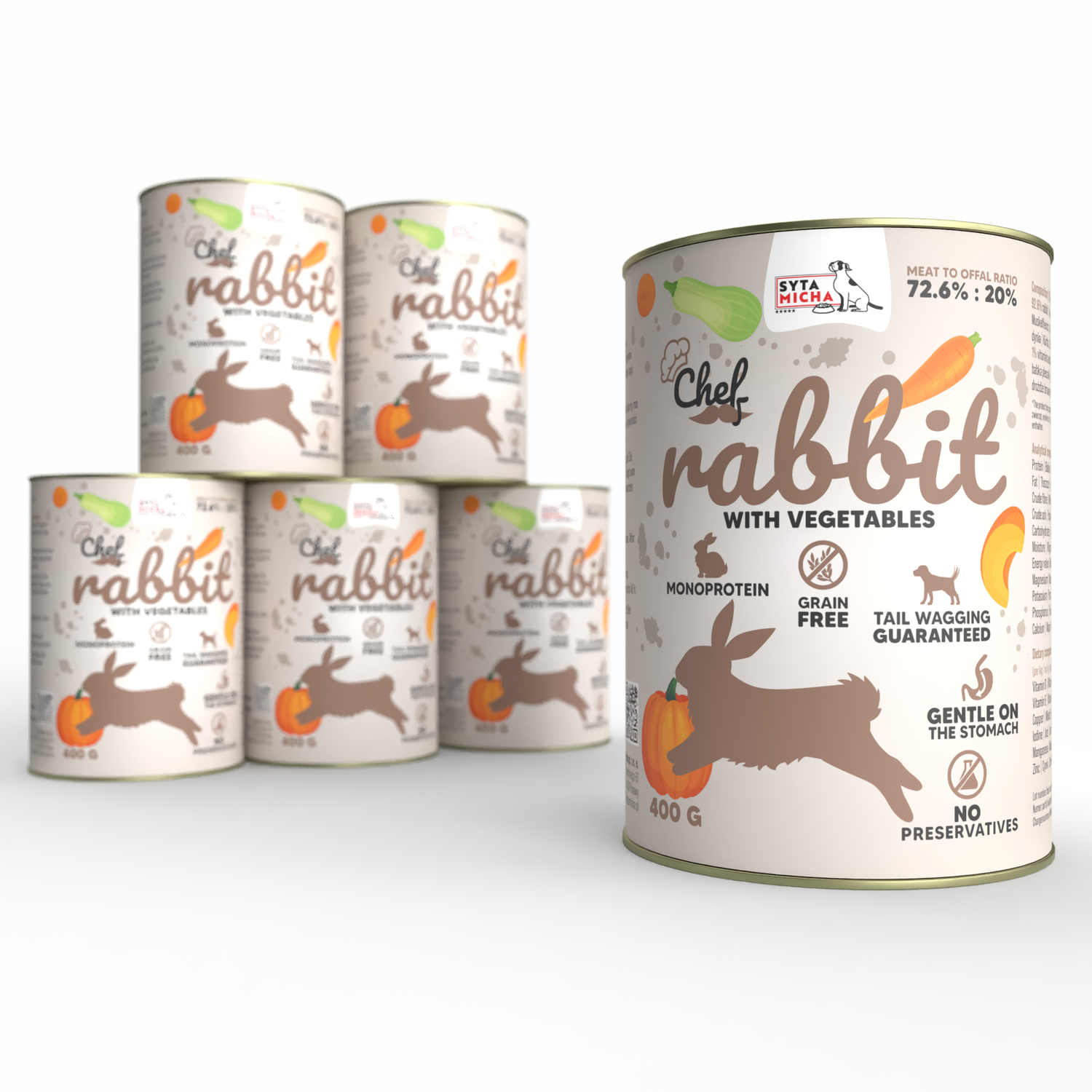 Cibo umido per cani Królik con verdure 400g x6