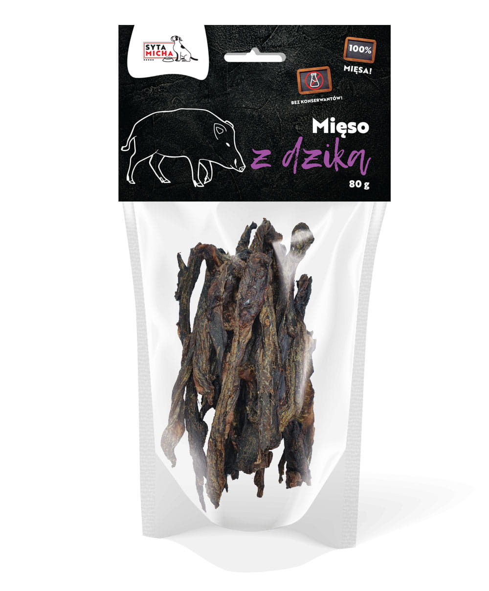 Carne secca di cinghiale per cani 80g