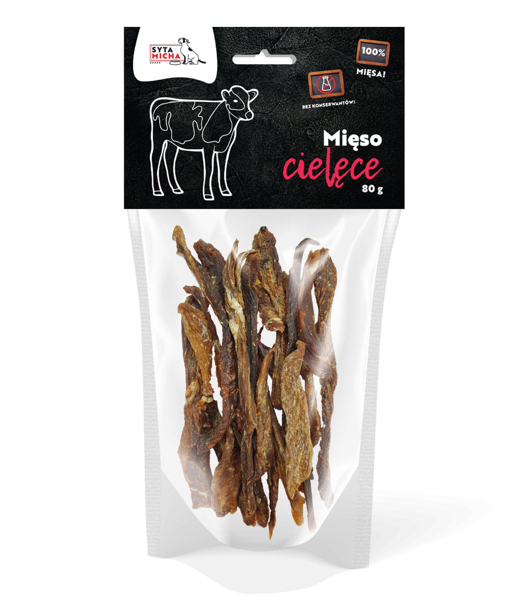 Carne di vitello essiccata per cani 80g