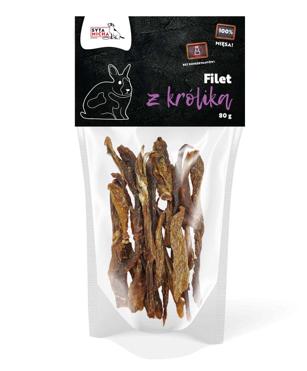 Filetti di coniglio essiccati per cani 80g