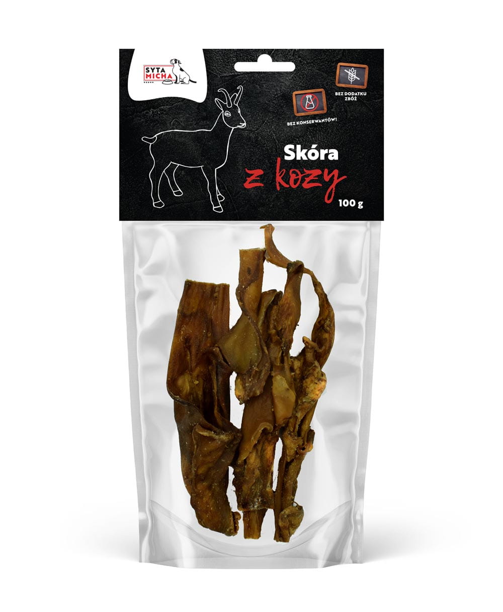 Syta Micha Suszona skóra z kozy dla psa 100g