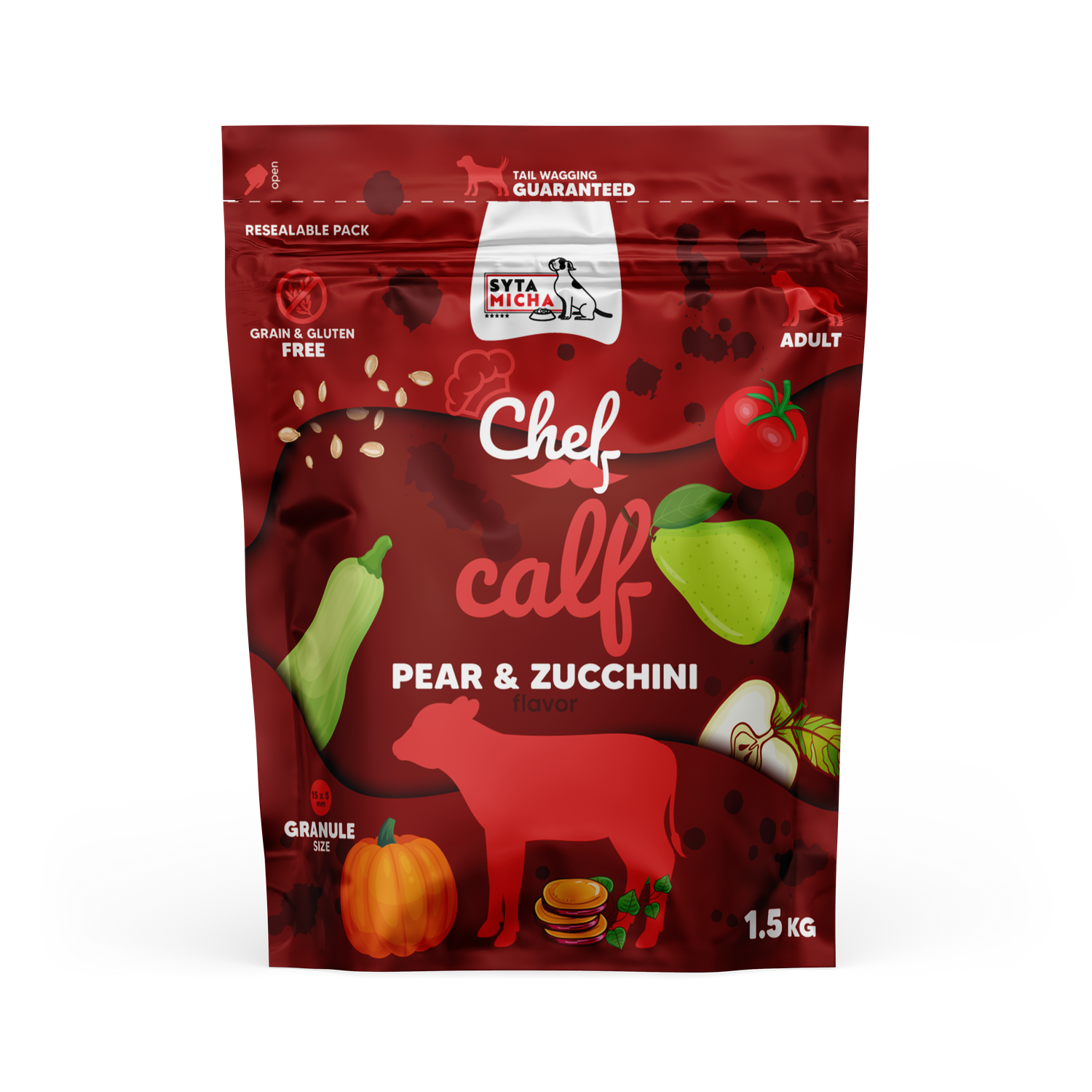 Sucha karma dla psa Cielęcina, gruszka i cukinia  1.5kg